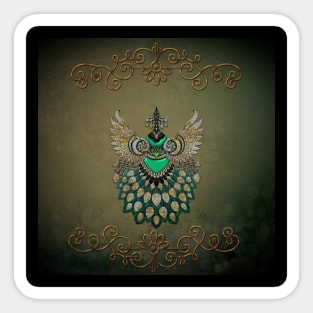 Beautiful elegant peacock in green colors Sticker